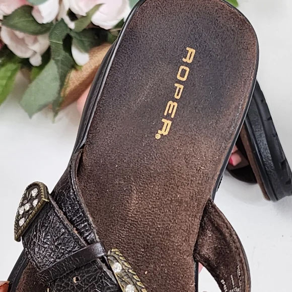 Roper Black Sandals with Decorative Studs - Picture 6 of 7